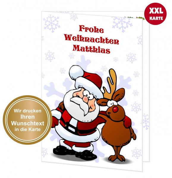 Xxl Weihnachtskarte Weihnachtsmann Rentier