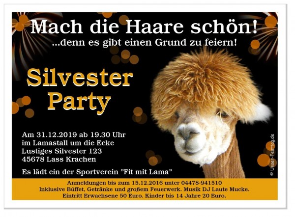 Silvestereinladung Party Jahreswechsel Lustig