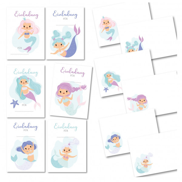 Einladungskarten Meerjungfrau Für Mädchen 6 7 8 9 Jahre
