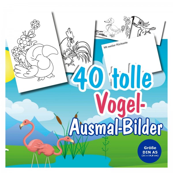 24 x Vogel A5 Ausmalbilder