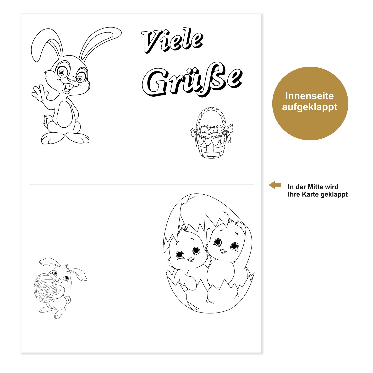 Große XXL Osterkarte zum Ausmalen: Küken mit Blumen | Unser-Festtag