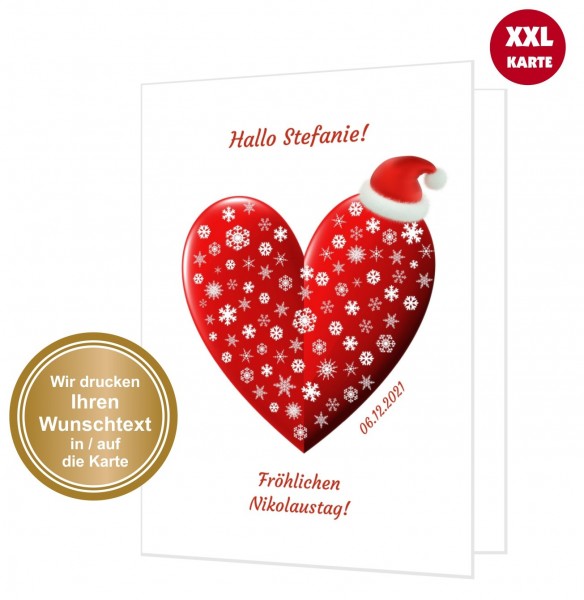 Nikolauskarte Weihnachtskarte Weihnachtsherz Freundin