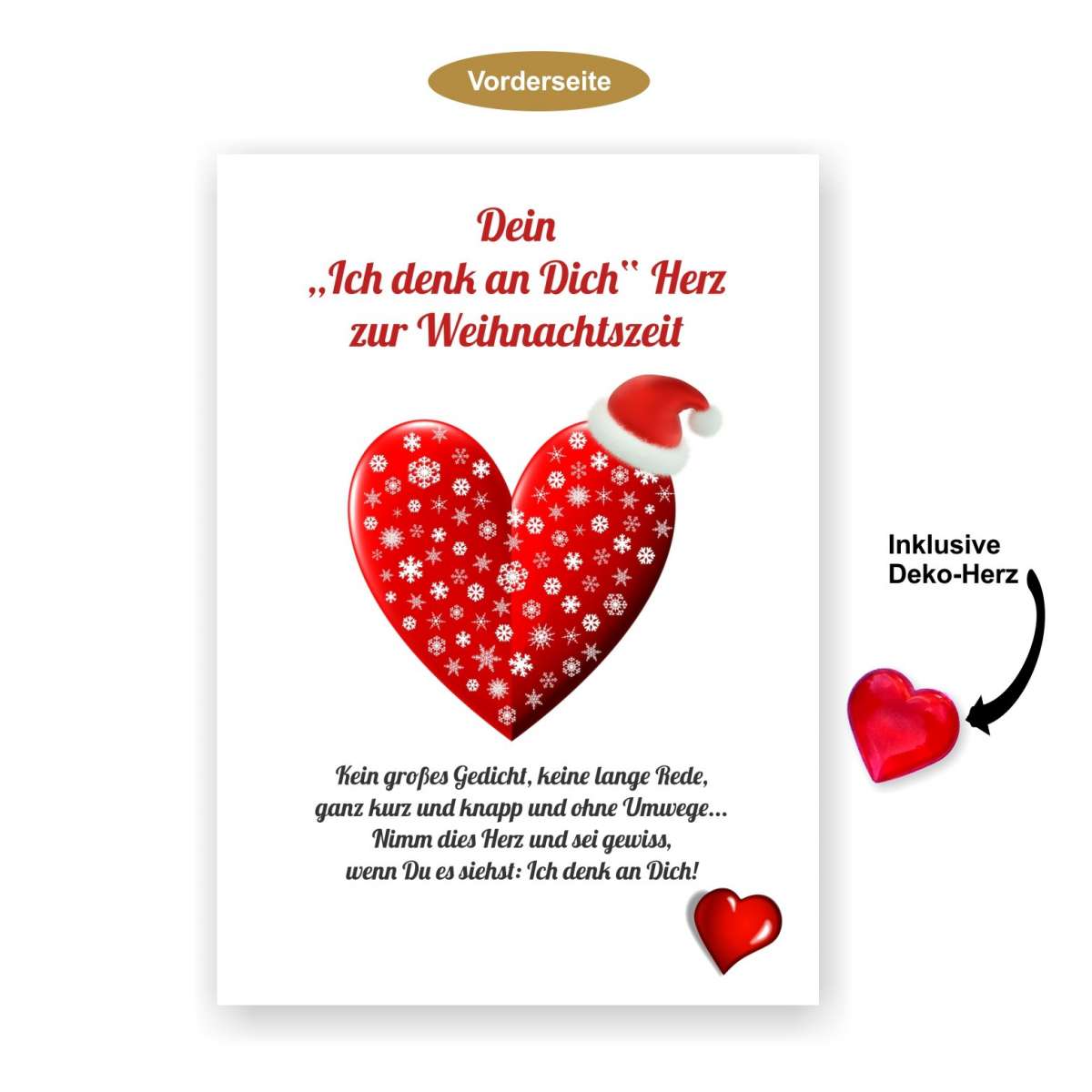 Weihnachtskärtchen Ich denk an Dich mit Herz UnserFesttag