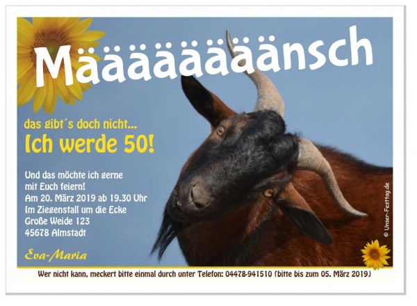 Einladungskarte Lustige Ziege