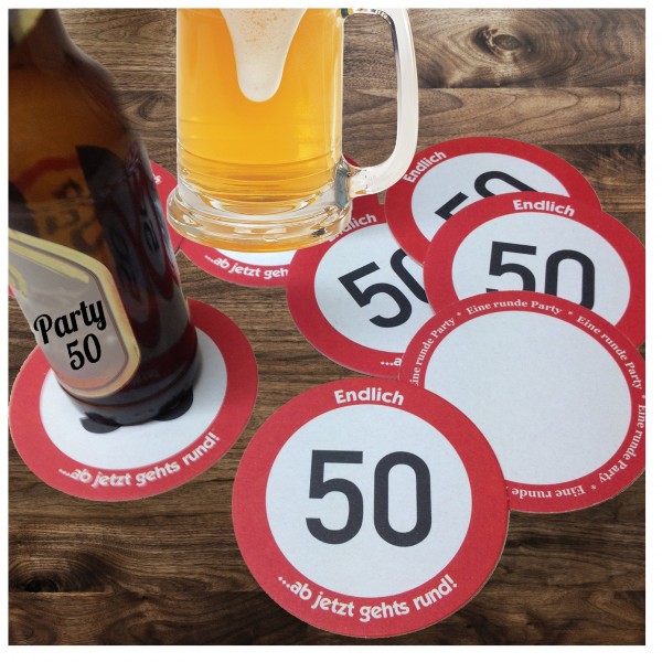 Echte Bierdeckel Runder Geburtstag Fünfzig
