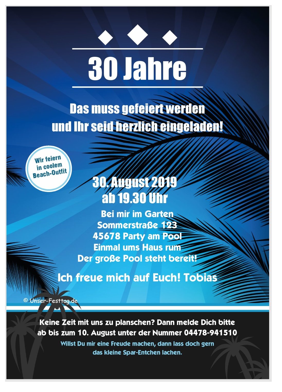 Lustige Geburtstagseinladungen Coole Beach Party Unser Festtag