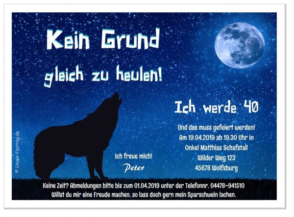 Einladungskarte Geburtstag Kein Grund Heulen