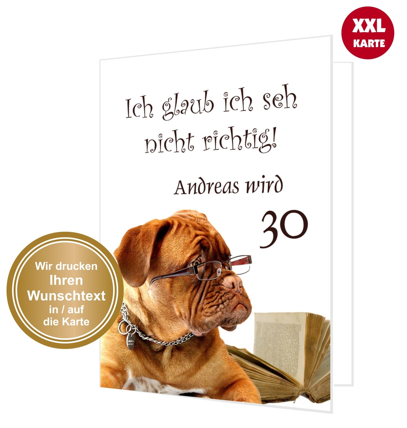 Gluckwunschkarte Hund Mit Brille Unser Festtag