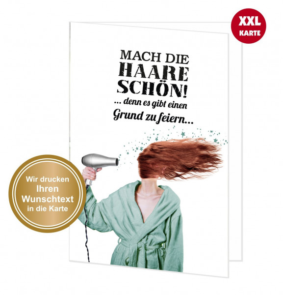 Glückwunschkarte Xmas Weihnachten mit Wunschtext personalisierbar Frau mit Fön