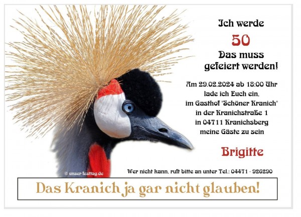 Kranich gar nicht glauben