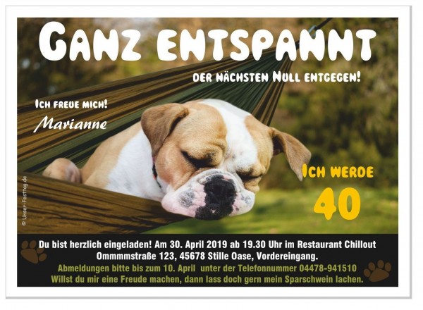 Einladungskarte Hund Ganz Entspannt Lustig