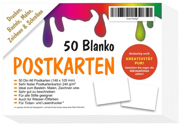 Blanko Postkarten A6 Weiss