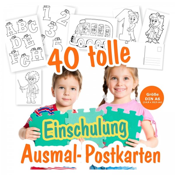 Einschulung Postkarten Ausmalen Kinder
