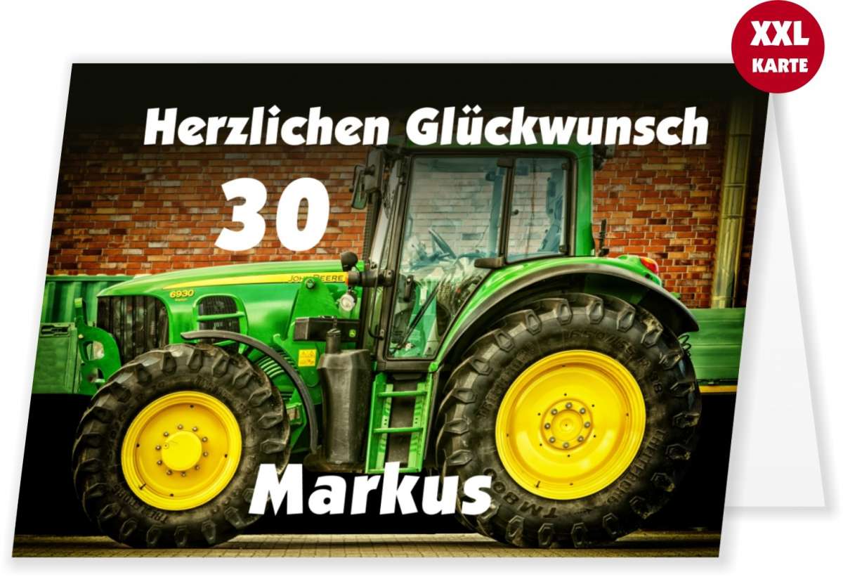 XXL Glückwunschkarte mit Wunschtext. Traktor Trecker UnserFesttag
