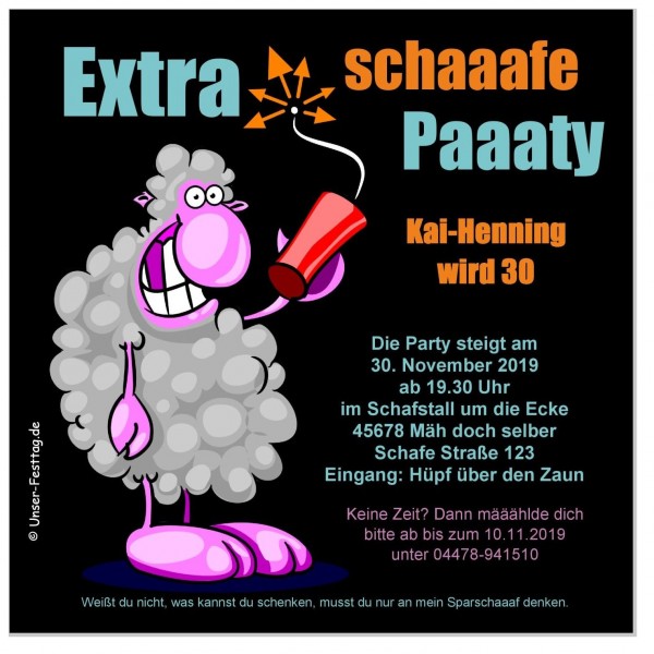 Geburtstagseinladung Schaaafe Party Lustig