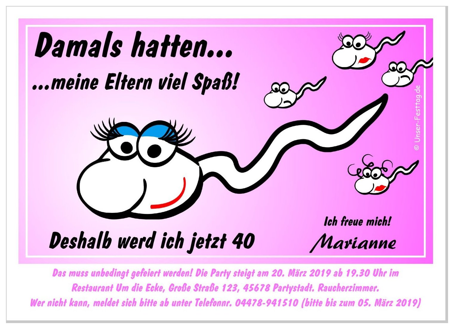Lustige und witzige Geburtstagseinladungen Unser Festtag