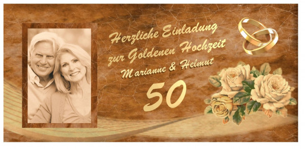 Einladungskarten Zur Goldenen Hochzeit Mit Foto Namen