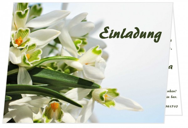 Geburtstagseinladungen Klappkarten Weiße Blumen