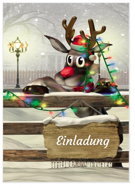 Lustige Einladungen zur Weihnachtsfeier Rudolf lädt ein UnserFesttag