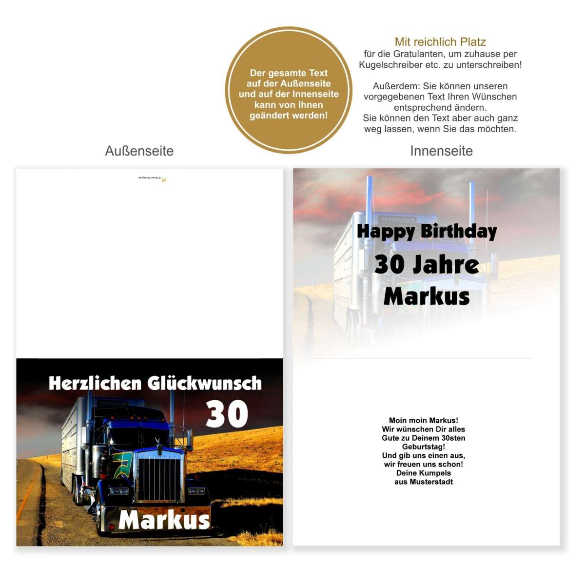 XXL Geburtstagskarte mit Wunschtext für alle LKW Fahrer! UnserFesttag