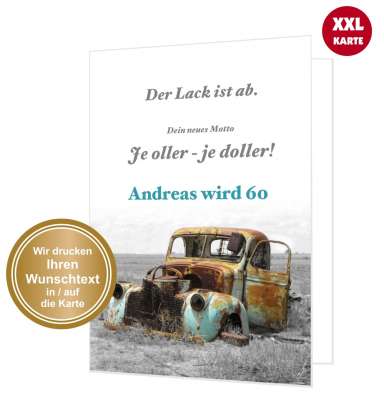 Glückwunschkarte Geburtstag rostiges Auto UnserFesttag