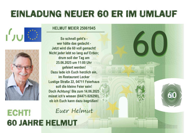 Lustige Geburtstagseinladung Neuer Hunderter Änderbar