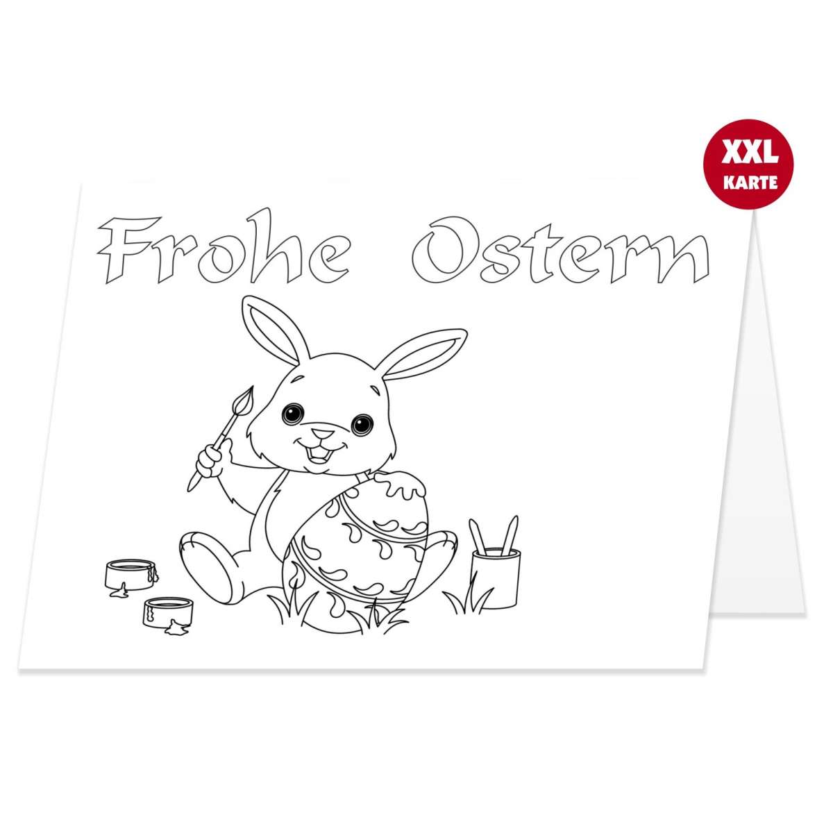 Große XXL Osterkarte zum Ausmalen: Häschen mit Osterei | Unser-Festtag