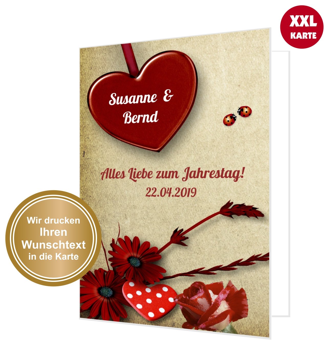 Grosse Klappkarte Gruß-Karte A4 Valentinstag Hochzeitstag Liebe Herz Umschlag 