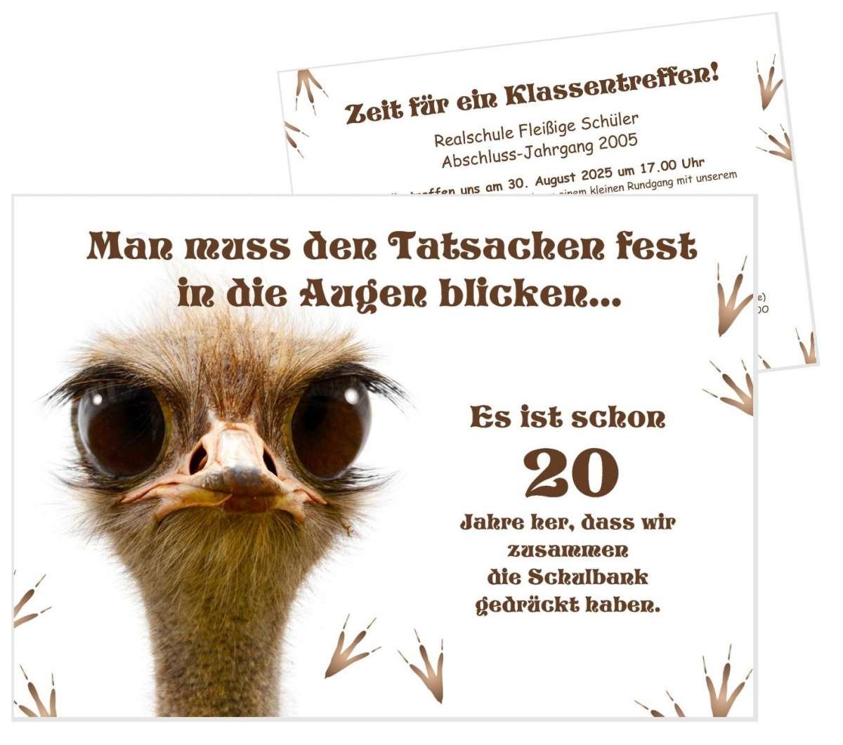 Lustige Einladungskarten Klassentreffen mit Strauß UnserFesttag