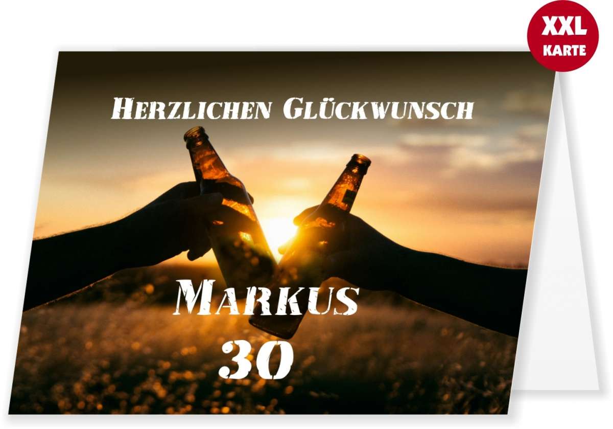 XXL Glückwunschkarte mit Wunschtext. Lass uns Anstoßen UnserFesttag
