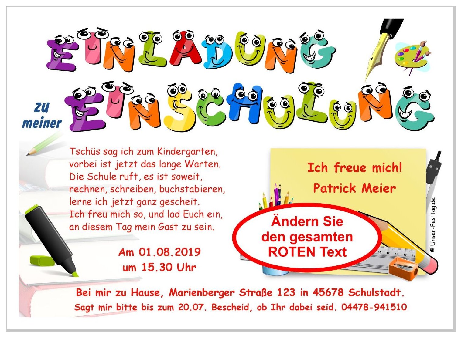 Lustig einladung einschulung text Kindergeburtstag einladung